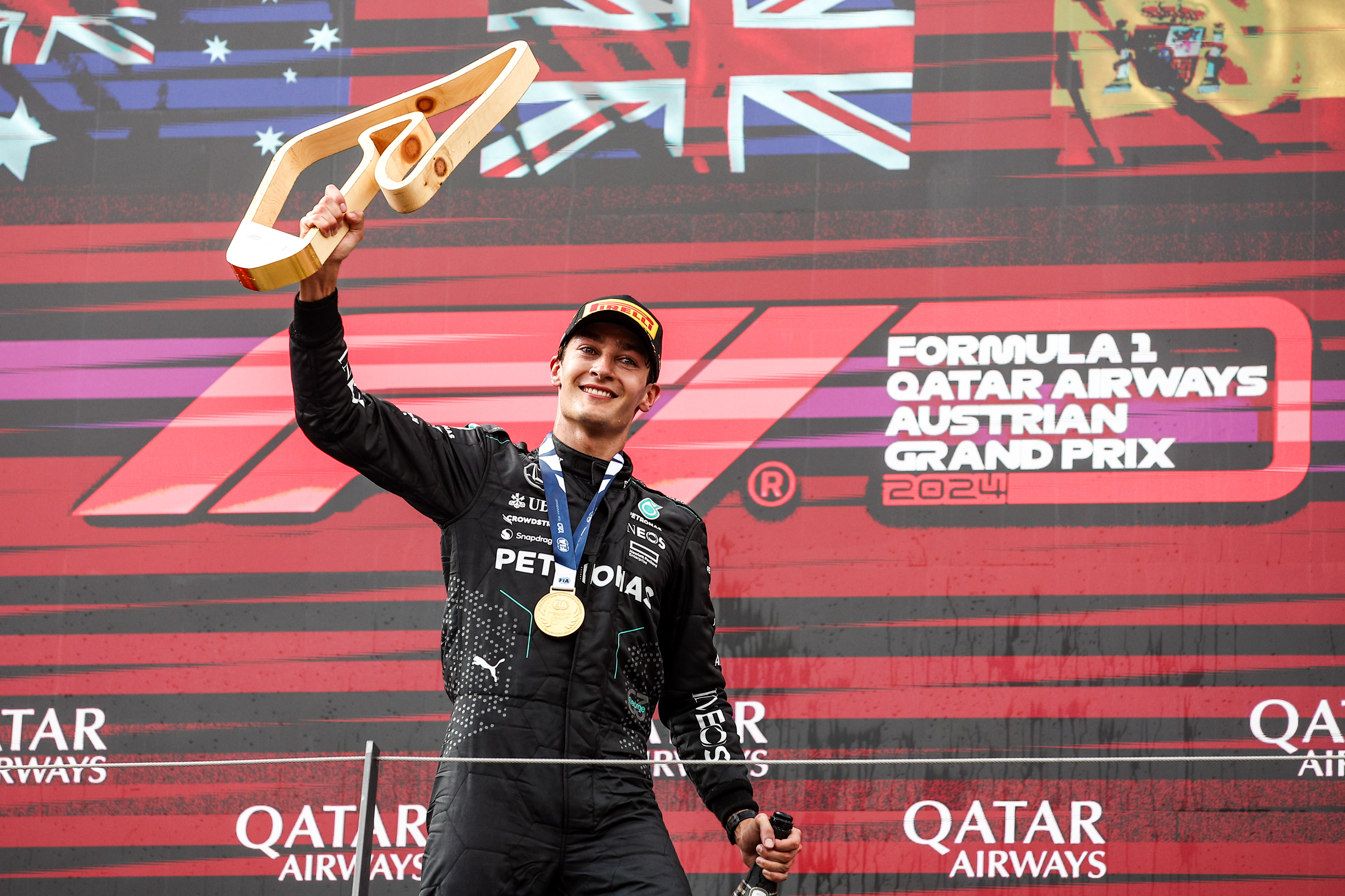 F1 – George Russell takes surprise Austria win as Verstappen and Norris collide 