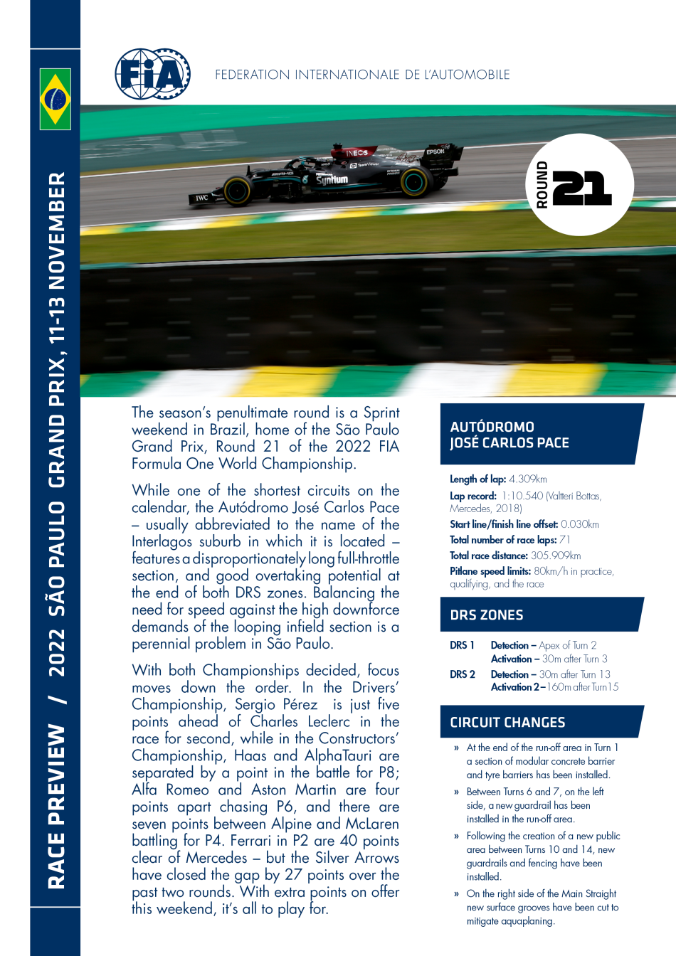 F1 - 2022 SAO PAULO GRAND PRIX PREVIEW | Federation Internationale De L ...