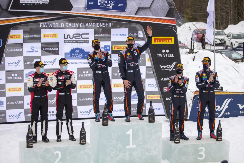 2021 WRC - Arctic Rally Finland - Final podium (Photo Nikos Katikis / DPPI)