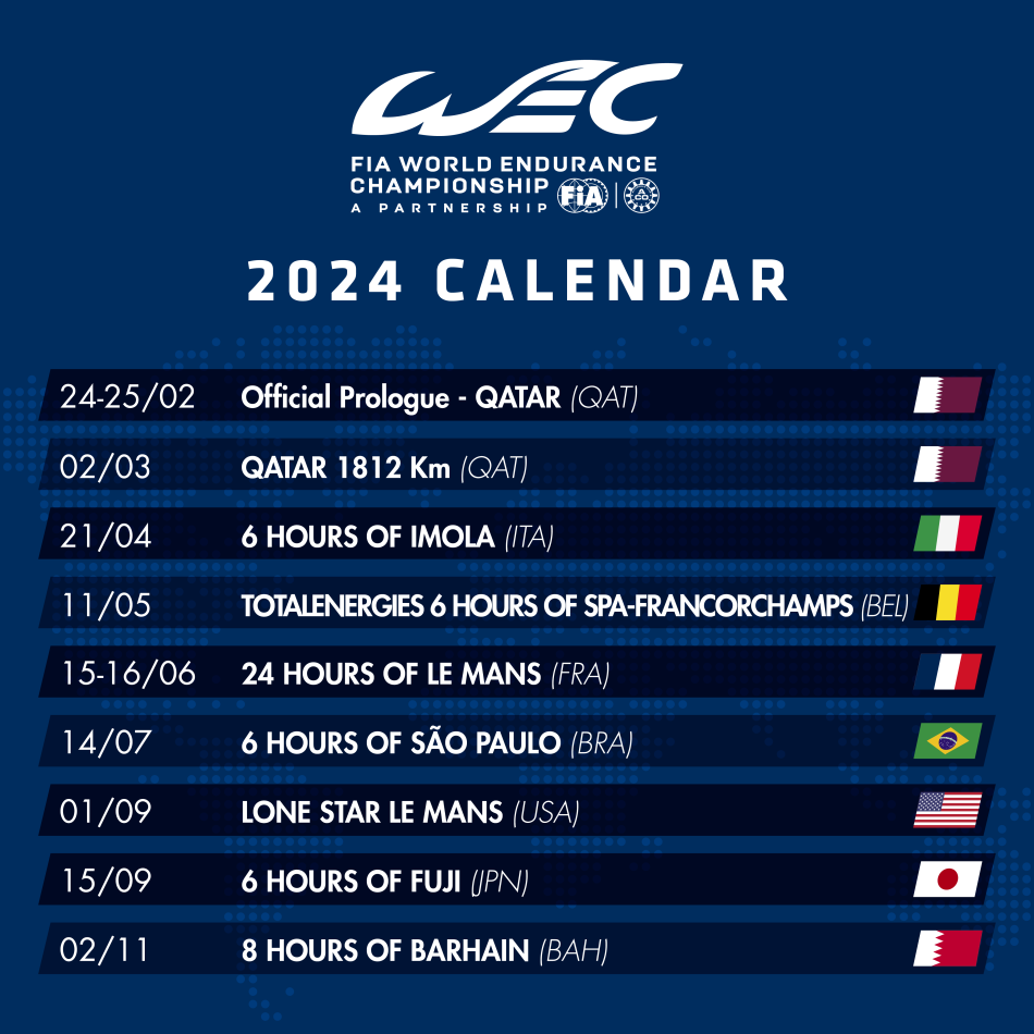 WEC: 2024 Calendar Expands To Eight Rounds | Federation Internationale ...