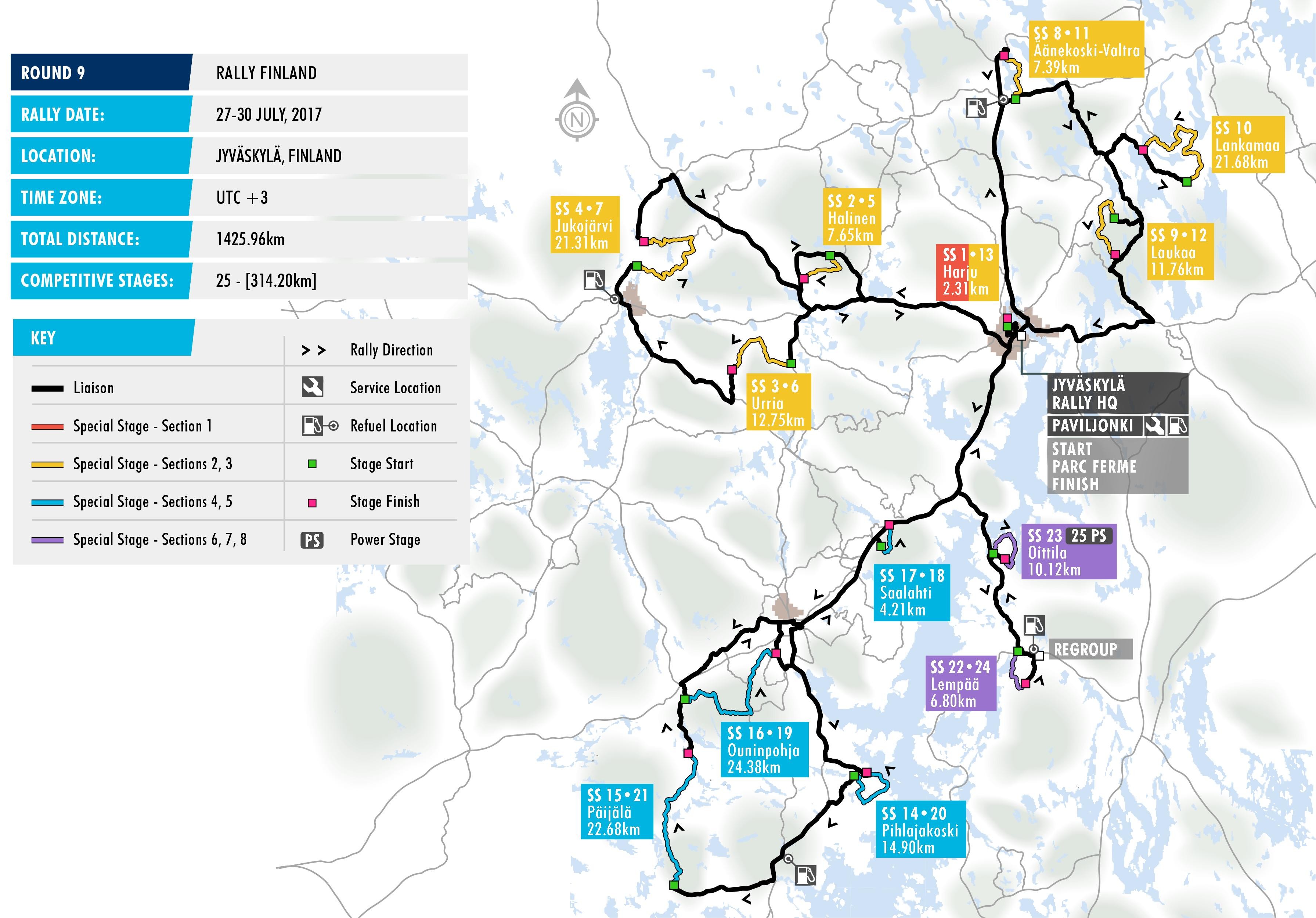 2017 Rally Finland - Stage Map